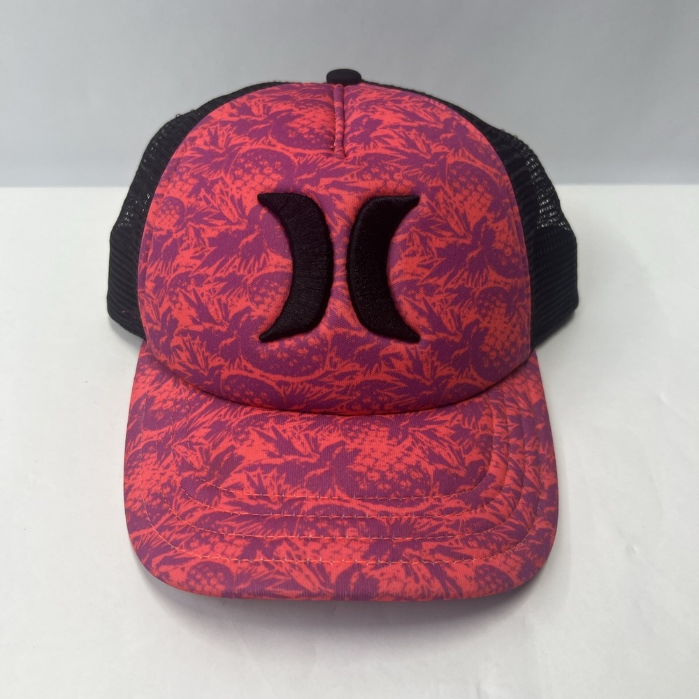 Hurley Pink‎ And Black Floral Mesh SnapBack Trucker Hat OSFA Cap